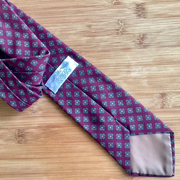 Enrico Mantoni Made In Italy Silk Tie Burgundy Floral Fall Matte Woven Vintage - Picture 8 of 10